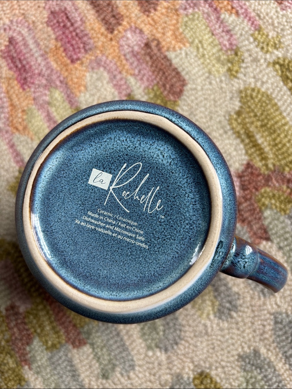 La Rochelle Kitty Cat Ceramic Studio Artisan Stoneware Folk Art Blue Glaze Mug - Picture 4 of 14